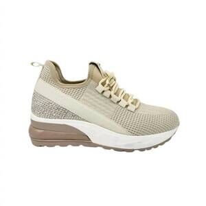 NEW RENATO GARINI women's heel sneakers with stretch laces in beige